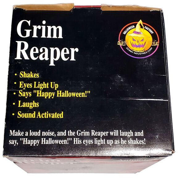 VTG Animated Grim Reaper Hanger Shakes Eyes Glow Red Noise Activated Gemmy 1993 - Picture 7 of 11